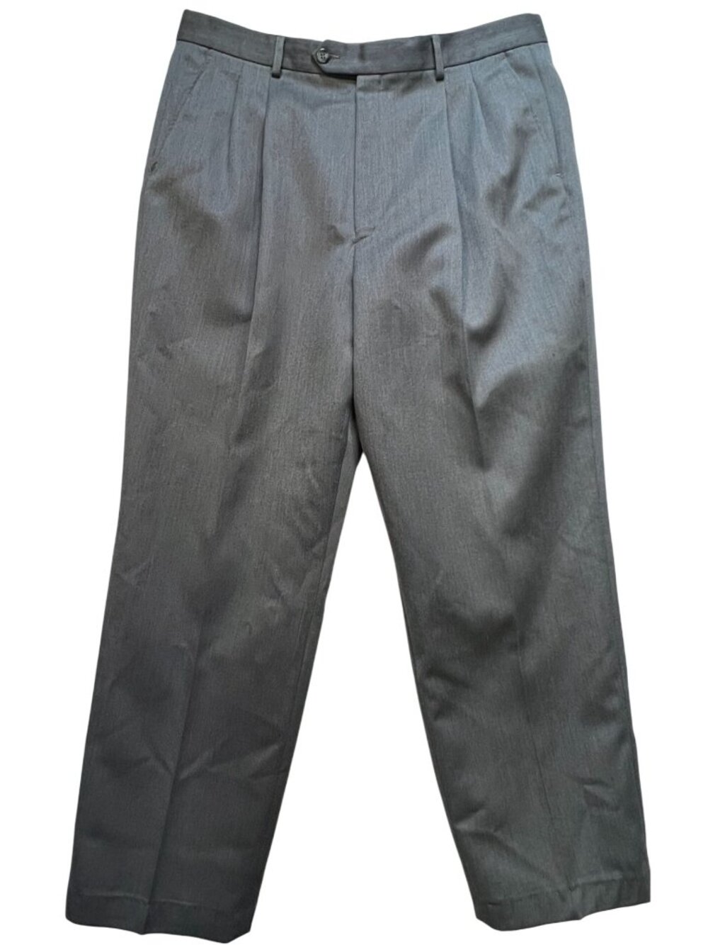 Tassio Di Biella Men's Pleated Dress Pants Straight Leg Size 44x38 Gray Solid